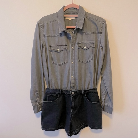 NWOT Maje Denim Playsuit in Black and Grey Denim - Picture 3 of 9